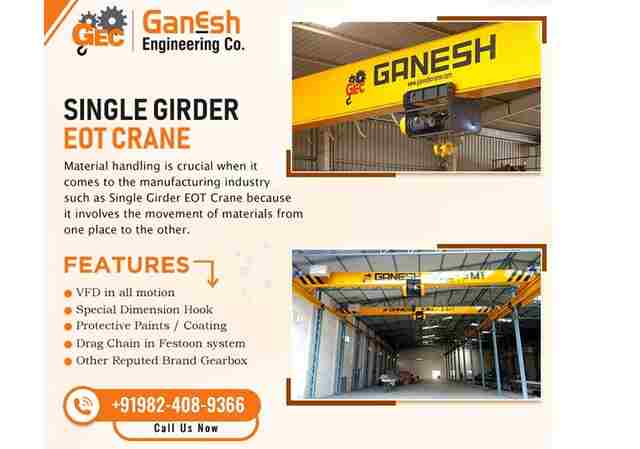 Single Girder EOT Crane Exporters in India - Single Girder EOT Crane Manufacturers in India